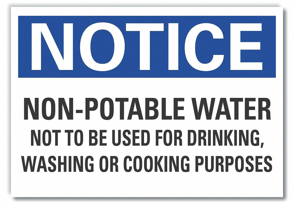 Potable Water Note Rflct Label 10x14in