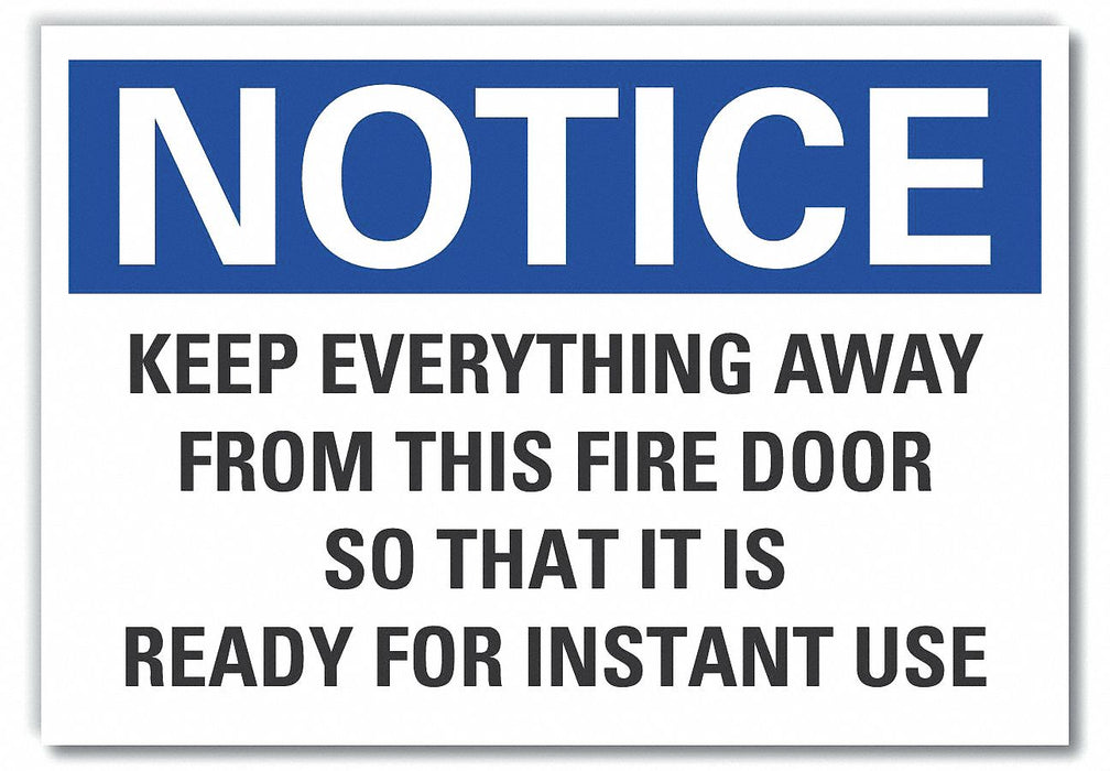 Fire Door Notice Lbl 3 1/2x5in Polyestr