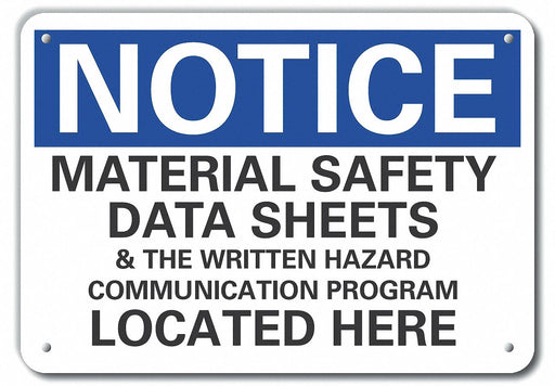 Alum Msds Information Notice Sign 7x10in