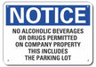 Alum No Alcohol/Drugs Notice Sign 7x10in