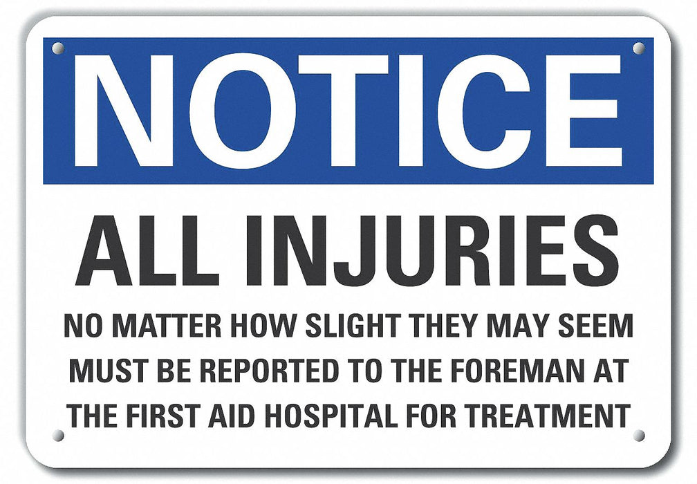 Accident Reporting Notice Sign 7x10in