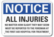 Rflct Accdnt Reporting Note Sign 7x10in