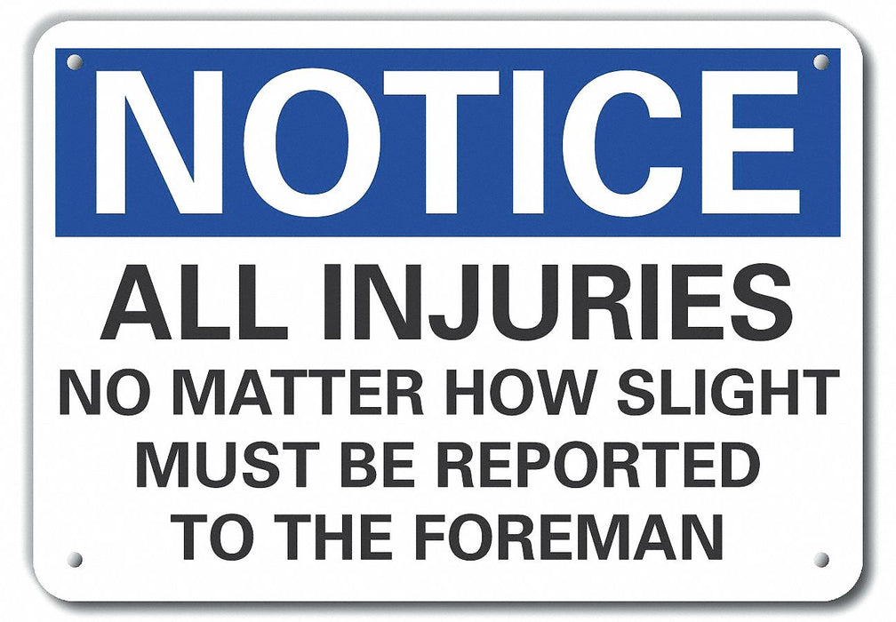 Accident Reporting Notice Sign 10inx14in