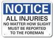 Accident Reporting Notice Sign 10inx14in