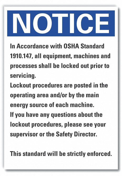 Notice Sign 10 inx7 in Non-PVC Polymer