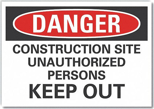 Danger Sign 7 in x 10 in Non-PVC Polymer