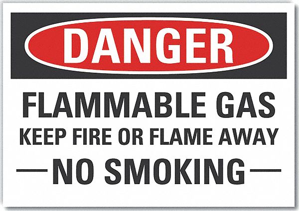 Flammable Gas Danger Lbl 7x10in Polyest