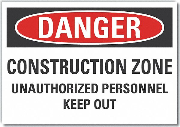 Construction Area Danger Lbl 7x10in
