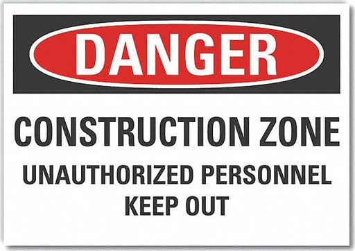 Danger Sign 7 in x 10 in Non-PVC Polymer