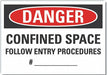 Confined Space Danger Rflctv Label 5x7in