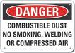 Alum Combust Dust Danger Sign 7x10in