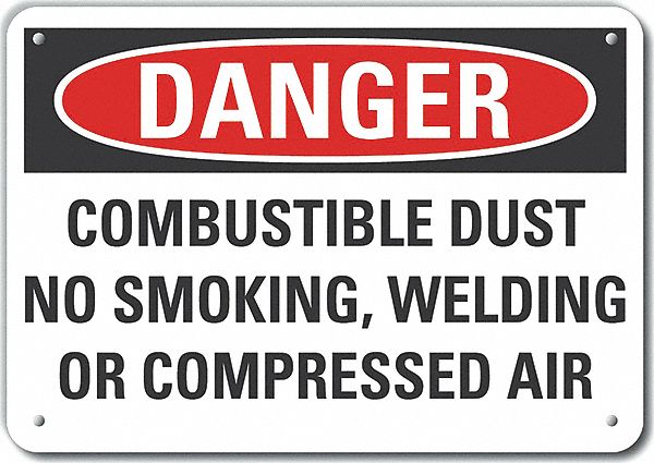 Alum Combust Dust Danger Sign 10x14in
