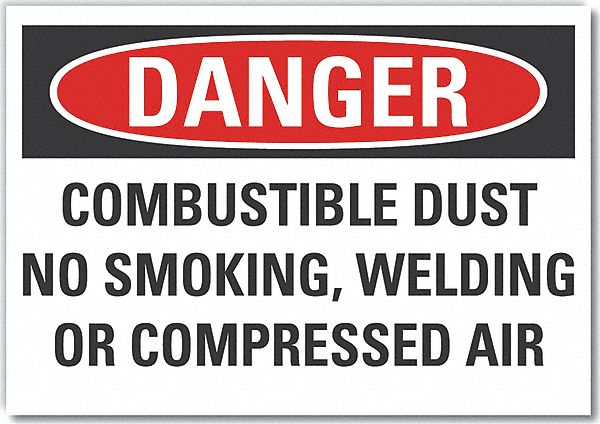 Combust Dust Danger Lbl 3.5x5in Polyest