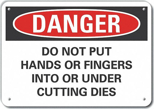 Alum Pinch Point Danger Sign 10x14in