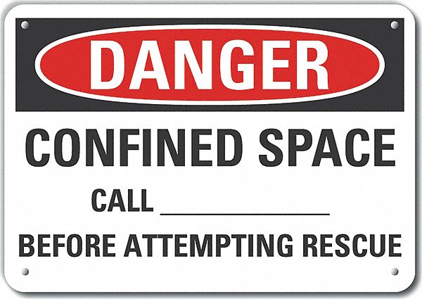 Rflct Confined Space Danger Sign 7x10in