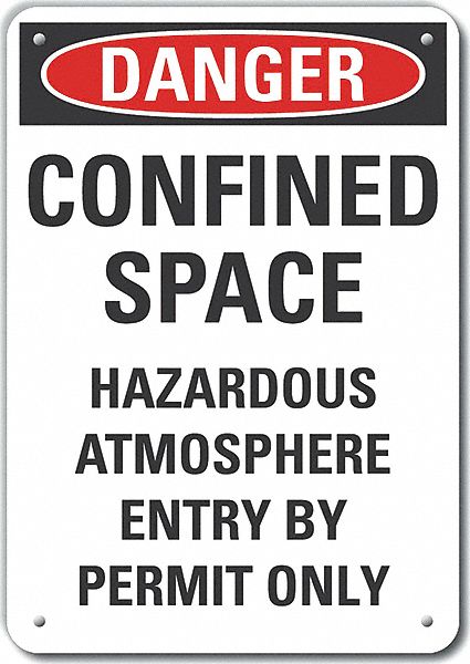 Rflct Confined Space Danger Sign 14x10in