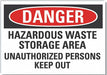 Hzrdous Waste Danger Lbl 10x14in Polyest