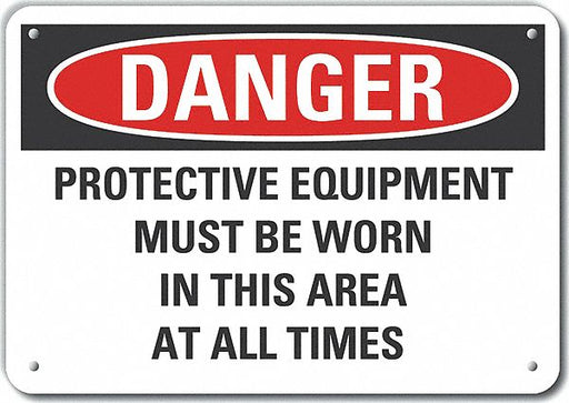 Alum PPE Danger Sign 7x10in Alum
