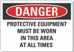 PPE Danger Label 5 in x 7 in Polyester
