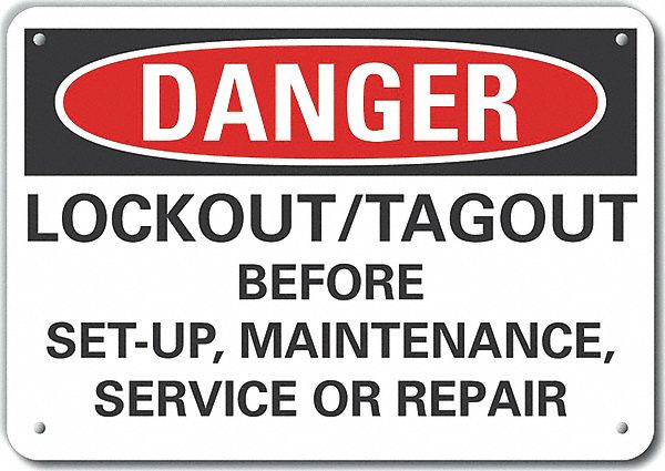 Lockout Tagout Danger Sign 7x10in Plastc