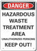 Alum Hazardous Waste Danger Sign 10x7in