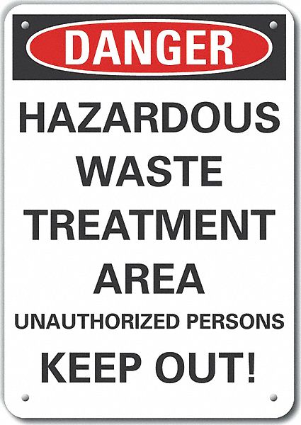 Hzrdous Waste Danger Sign 10x7in Plastic