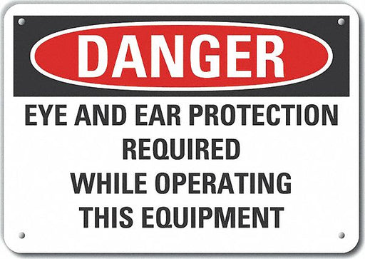 Alum Eye Ear Danger Sign 7x10in Alum