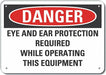 Eye Ear Danger Sign 10x14in Plastic