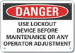 Lockout Tagout Danger Sign 7x10in Plastc