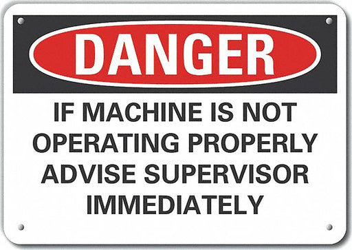 Alum Mach Operation Danger Sign 10x14in