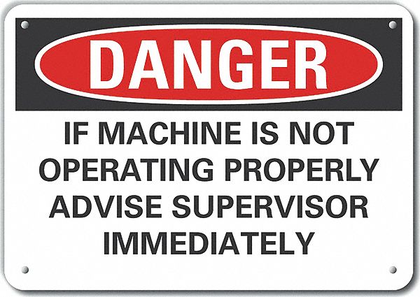 Alum Mach Operation Danger Sign 10x14in