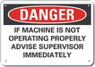 Rflct Mach Operation Danger Sign 10x14in
