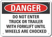 Alum Chock Wheels Danger Sign 10x14in