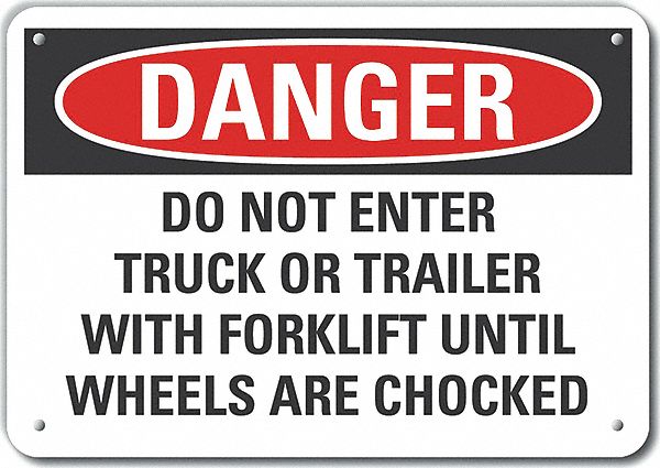 Alum Chock Wheels Danger Sign 10x14in