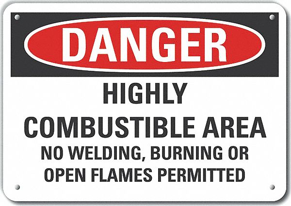 Combust Area DangerSign 10x14in Plastic