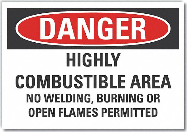 Combust Area Danger Rflct Lbl 3.5x5in