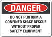 Alum Confined Space Danger Sign 7x10in