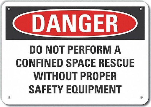 Alum Confined Space Danger Sign 7x10in