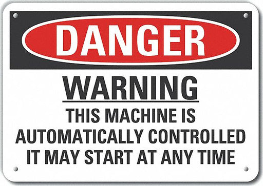 Alum Mach Operation Danger Sign 10x14in