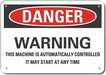Rflct Mach Operation Danger Sign 7x10in