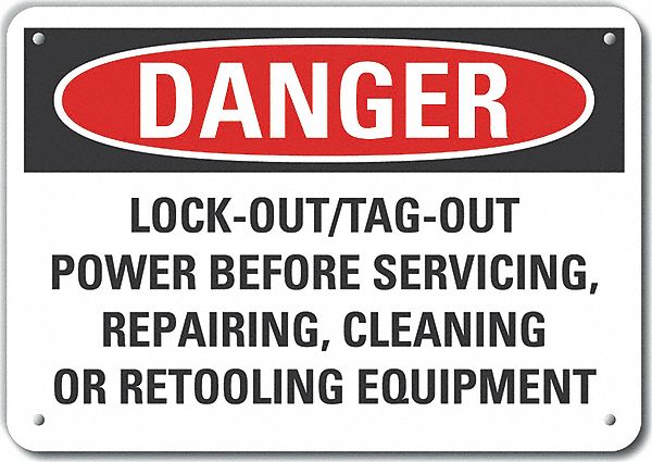 Lockout Tagout Danger Sign 7x10in Plastc