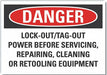 Lockout Tagout Danger Rflctv Lbl 3.5x5in