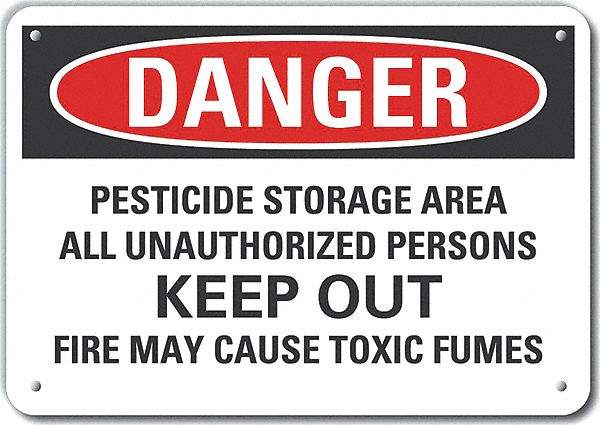 Pesticide Danger Sign 10inx14in Plastic