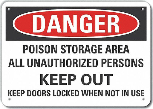 Alum Poison Danger Sign 10x14in Alum