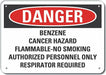 Benzene Danger Sign 10inx14in Aluminum