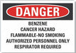 Benzene Danger Label 3.5x5in Polyester