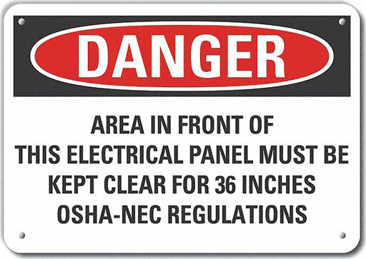 Alum Electrical Panel Danger Sign 7x10in