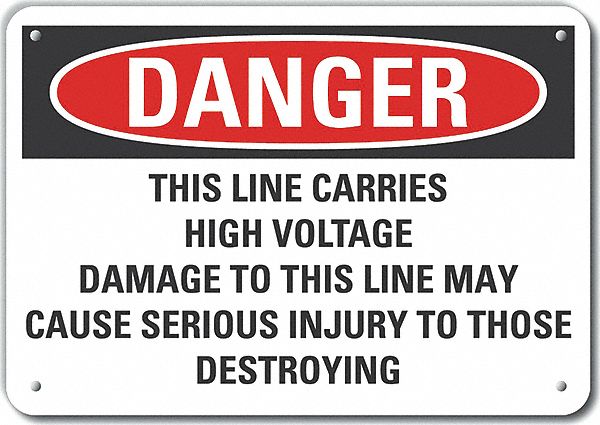 Rflct High Voltage Danger Sign 10x14in