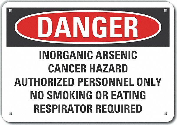 Inorganic Arsenic Danger Sign 10x14in