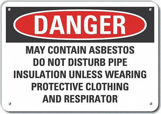 Alum Asbestos Danger Sign 10x14in Alum